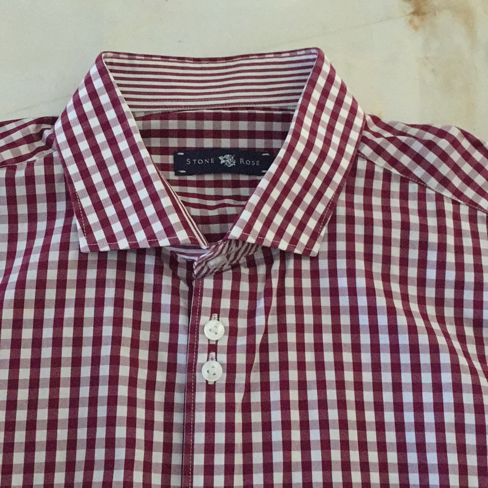 STONE ROSE RED/WHITE CHECK SHIRT SIZE MEDIUM